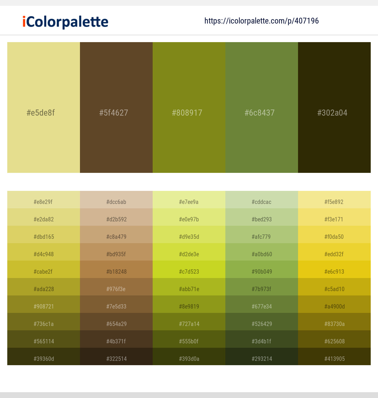 Putty – Irish Coffee – Trendy Green – Pesto – Dark Ebony Color scheme