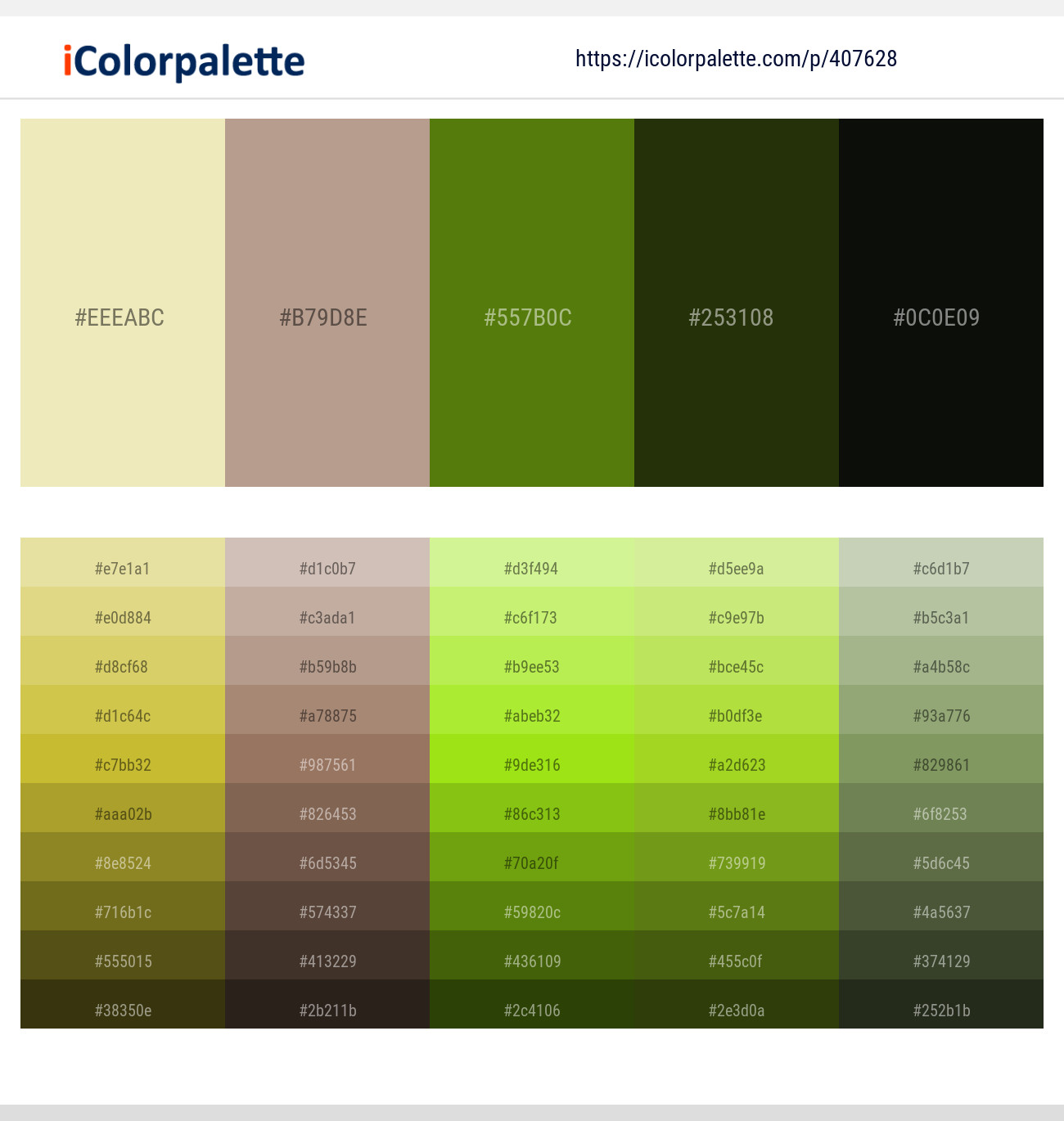 Fall Green – Quicksand – Green Leaf – Turtle Green – Marshland Color scheme