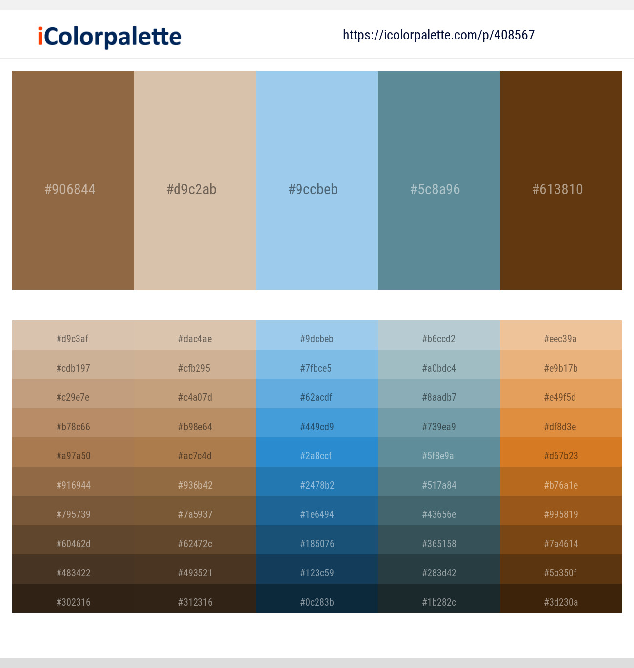 Spicy Mix – Akaroa – Cornflower – Horizon – Sepia Color scheme