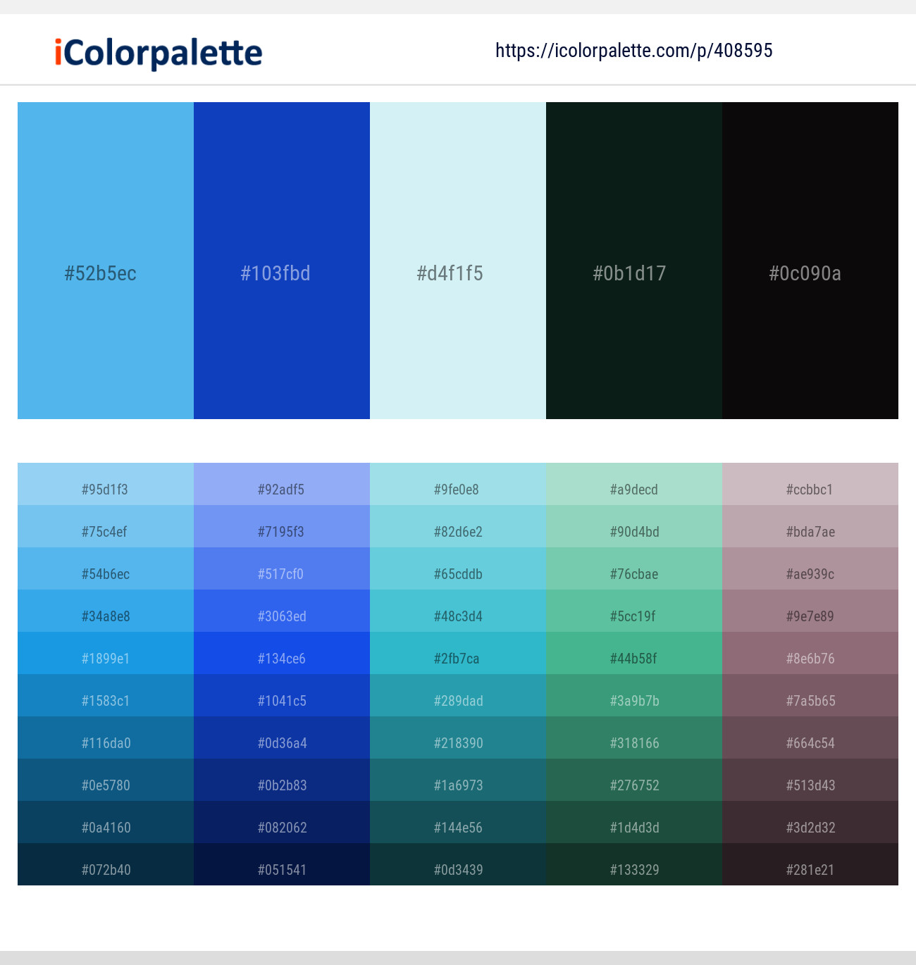 Picton Blue – Tory Blue – Polar – Black Bean – Cod Gray Color scheme