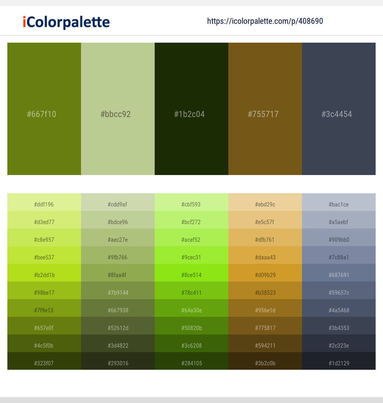 Olivetone – Pine Glade – Pine Tree – Raw Umber – Bright Gray Color scheme