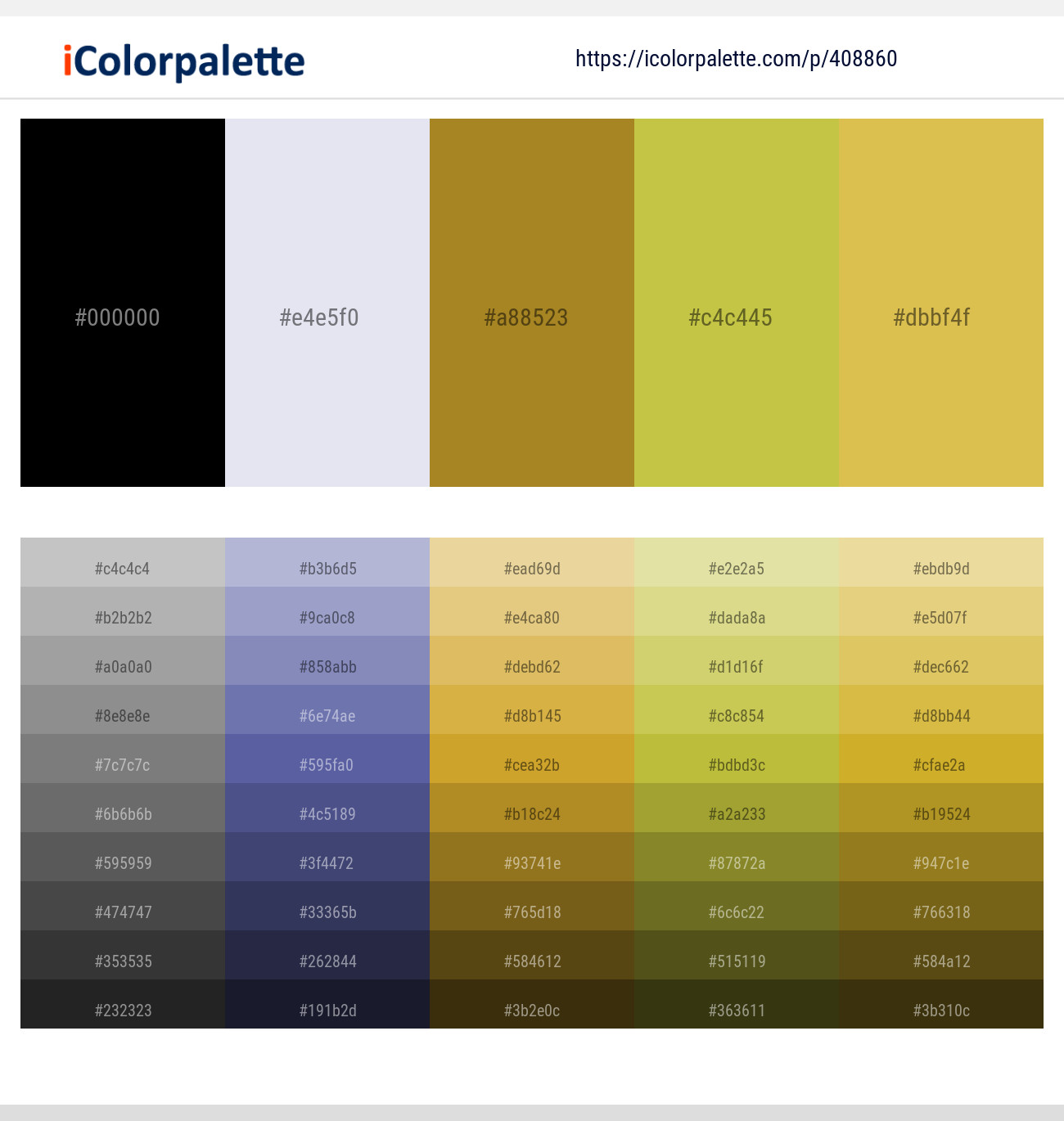 Black – Whisper – Reef Gold – Turmeric – Anzac Color scheme