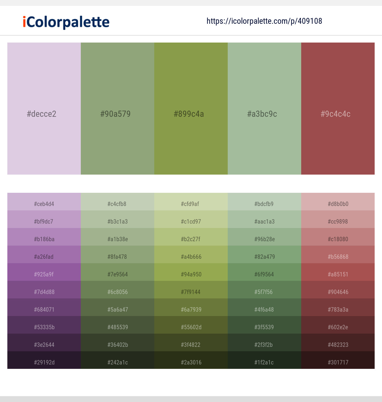 Snuff – Sage – Chelsea Cucumber – Norway – Copper Rust Color scheme