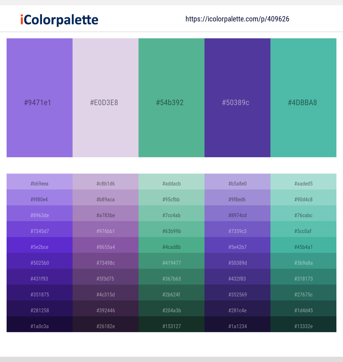Medium Purple – Snuff – Silver Tree – Gigas – Puerto Rico Color scheme