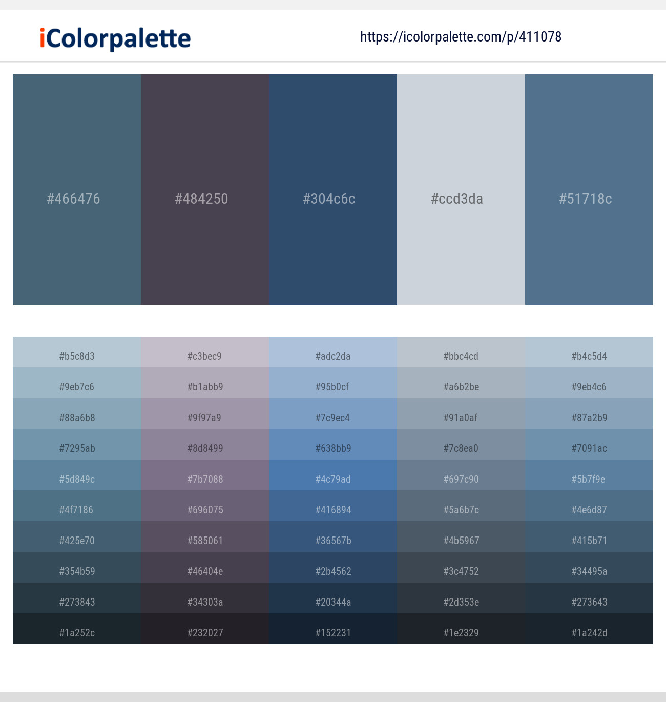Blue Bayoux – Ship Gray – San Juan – Ghost – Kashmir Blue Color scheme