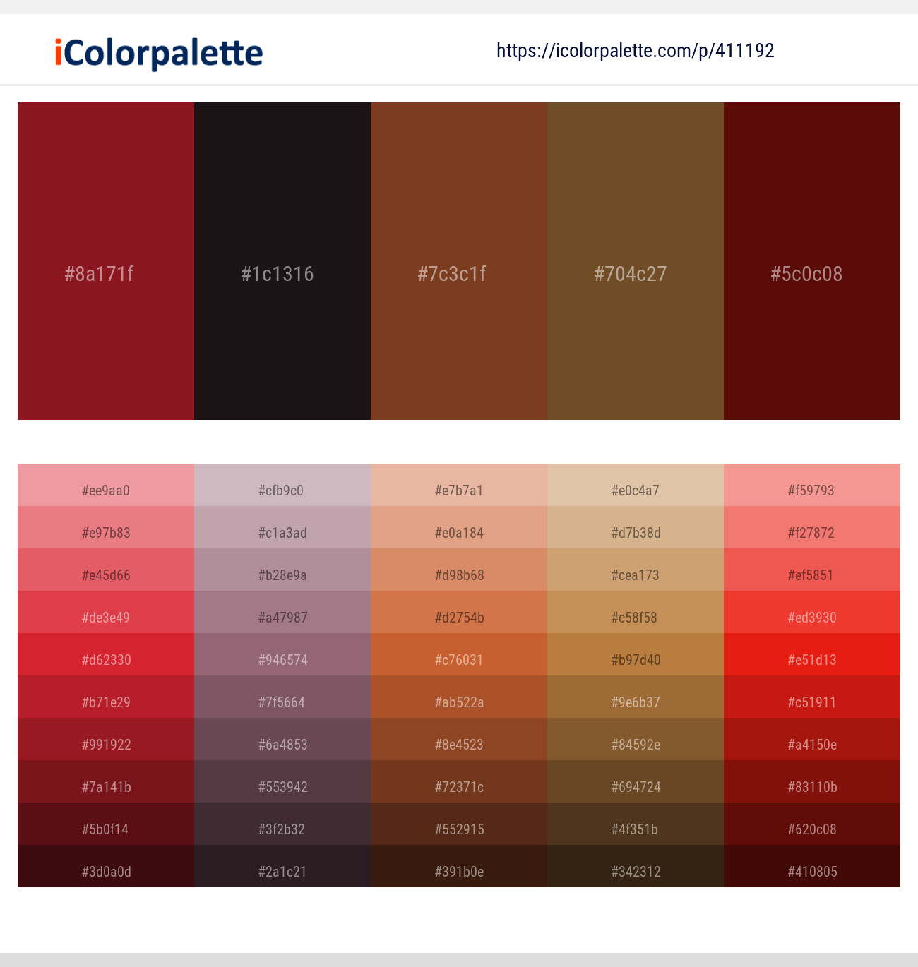 Merlot – Cocoa Brown – Red Robin – Dallas – Mahogany Color scheme