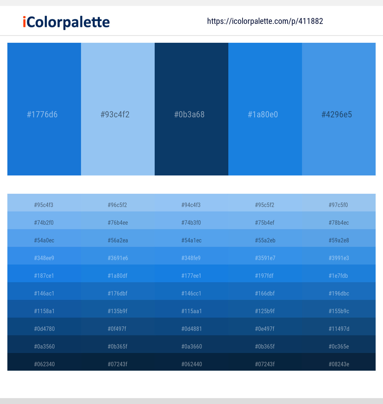 Denim – Jordy Blue – Madison – Curious Blue – Picton Blue Color scheme