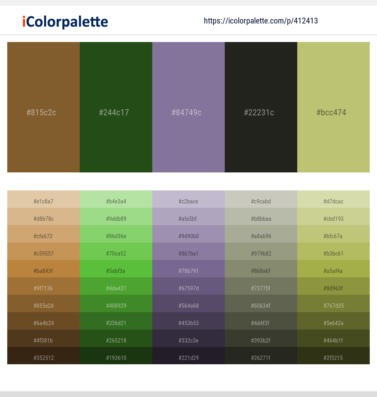 Dallas – Parsley – Kimberly – Log Cabin – Wild Willow Color scheme