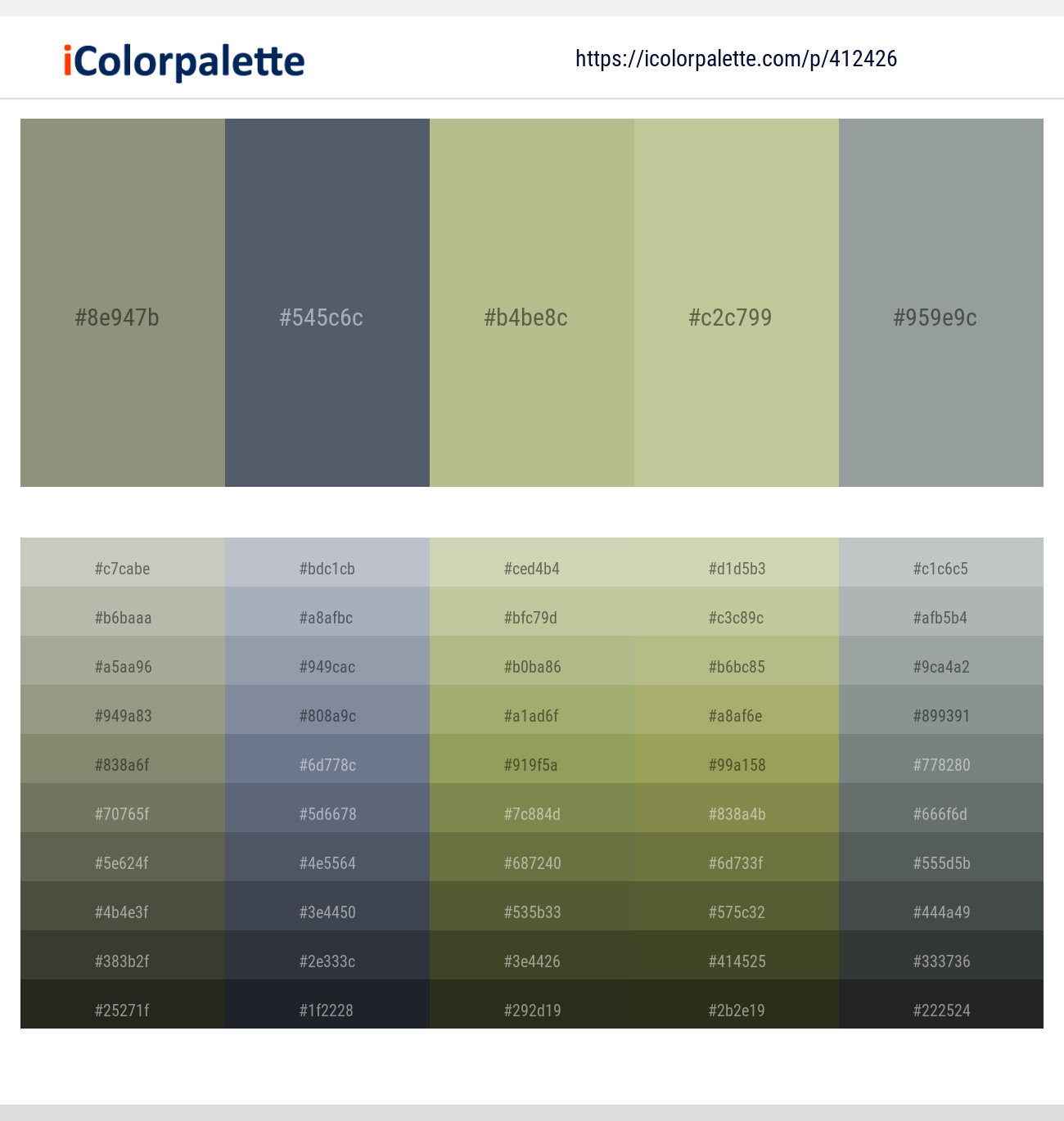 Bitter – Shuttle Gray – Swamp Green – Thistle Green – Pewter Color scheme