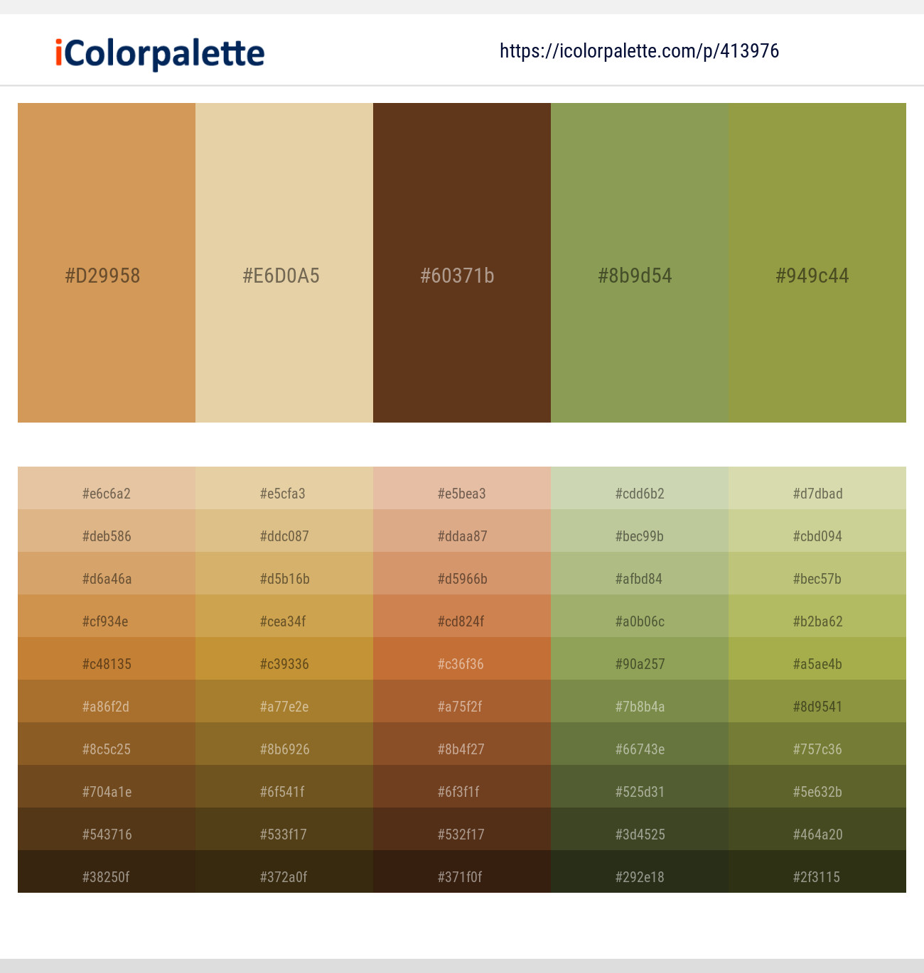Di Serria – Zombie – Espresso – Asparagus – Sycamore Color scheme