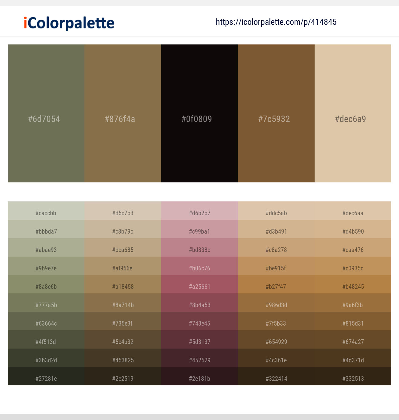Kokoda – Shadow – Night Rider – Old Copper – Sapling Color scheme