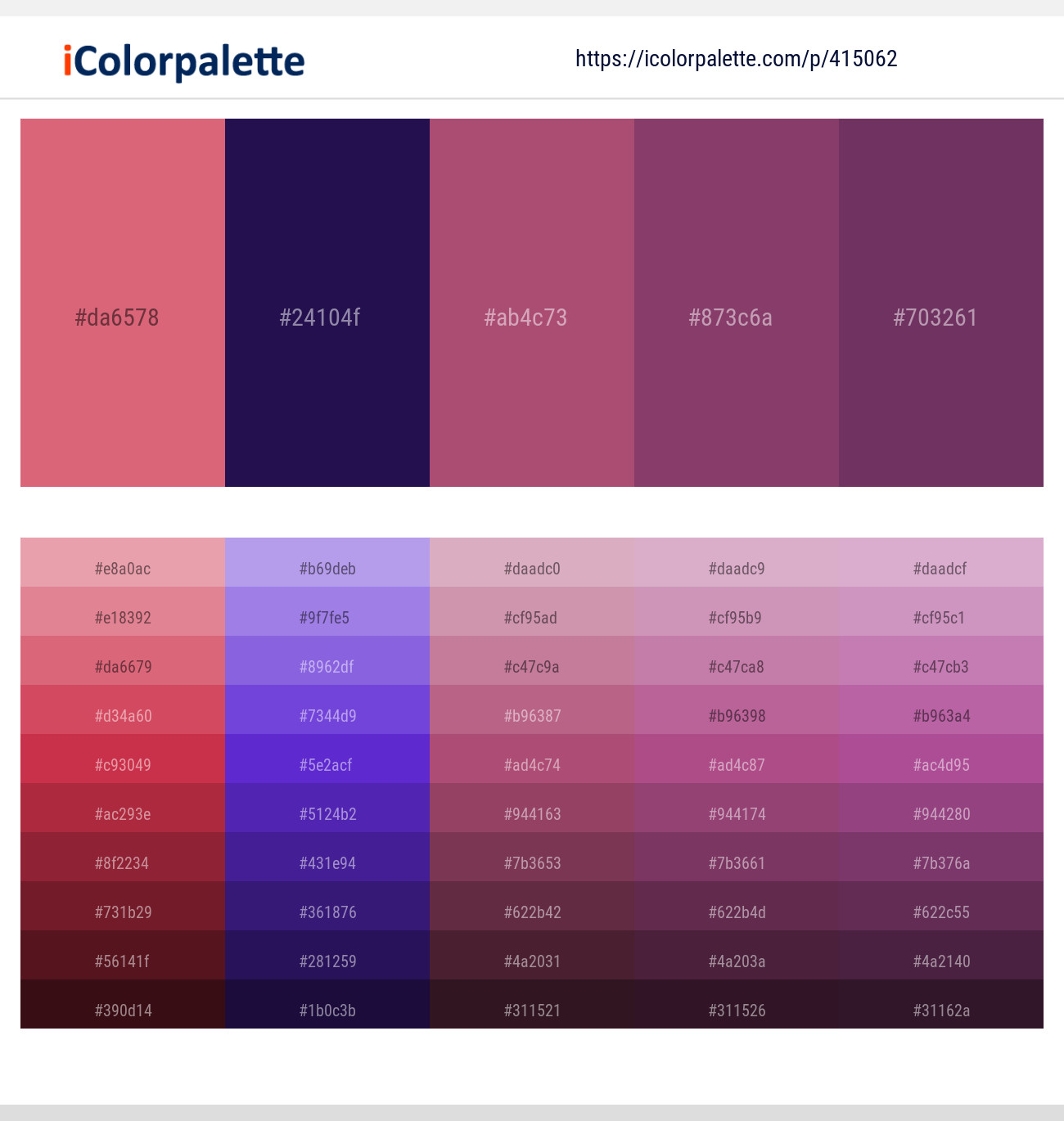 Roman – Jagger – Cadillac – Cannon Pink – Finn Color scheme