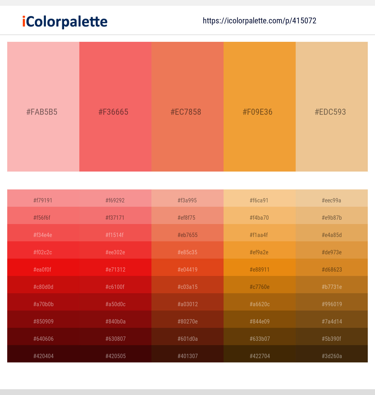 25 Shades Of Orange Color Palette Collection Curated Collection Of