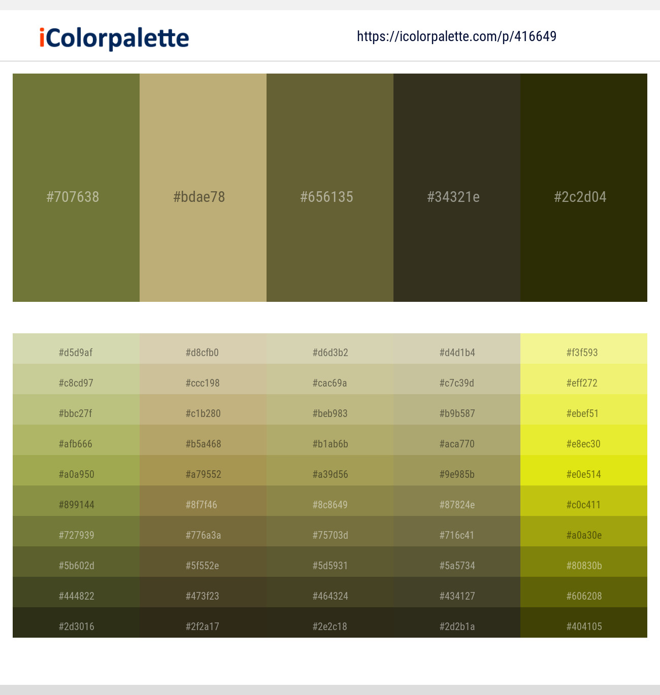 Yellow Metal – Gimblet – Costa Del Sol – Birch – Pine Tree Color scheme