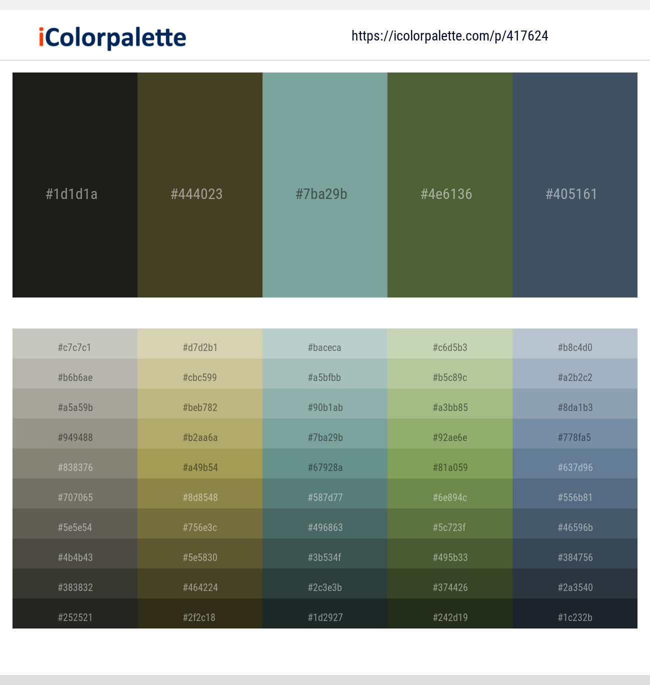 Log Cabin – Lisbon Brown – Sea Nymph – Chalet Green – Fiord Color scheme