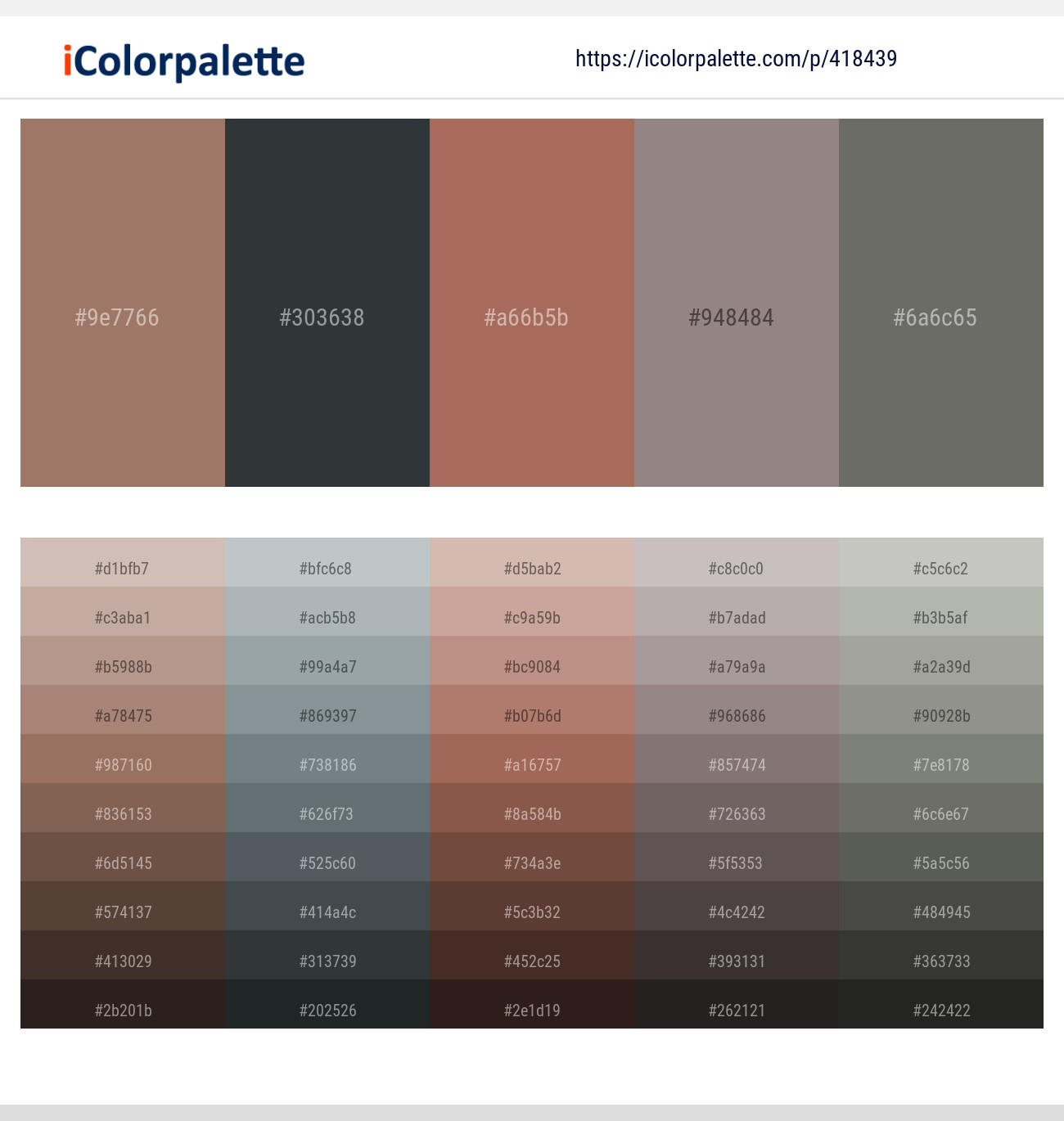 Toast – Outer Space – Coral Tree – Hurricane – Storm Dust Color scheme ...