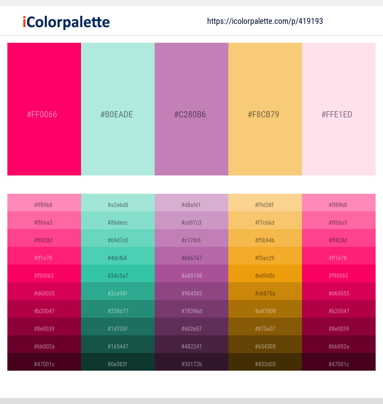 Rose – Cruise – Viola – Rajah – Pale Rose Color scheme