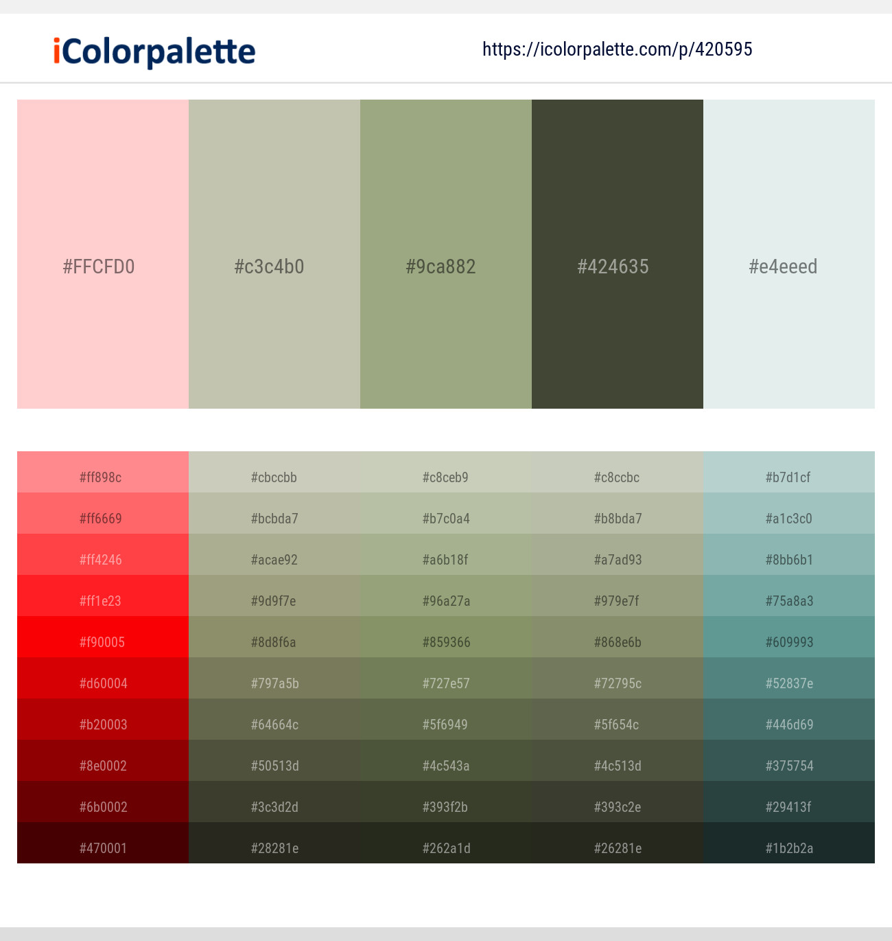 Cosmos – Ash – Sage – Kelp – Mystic Color scheme