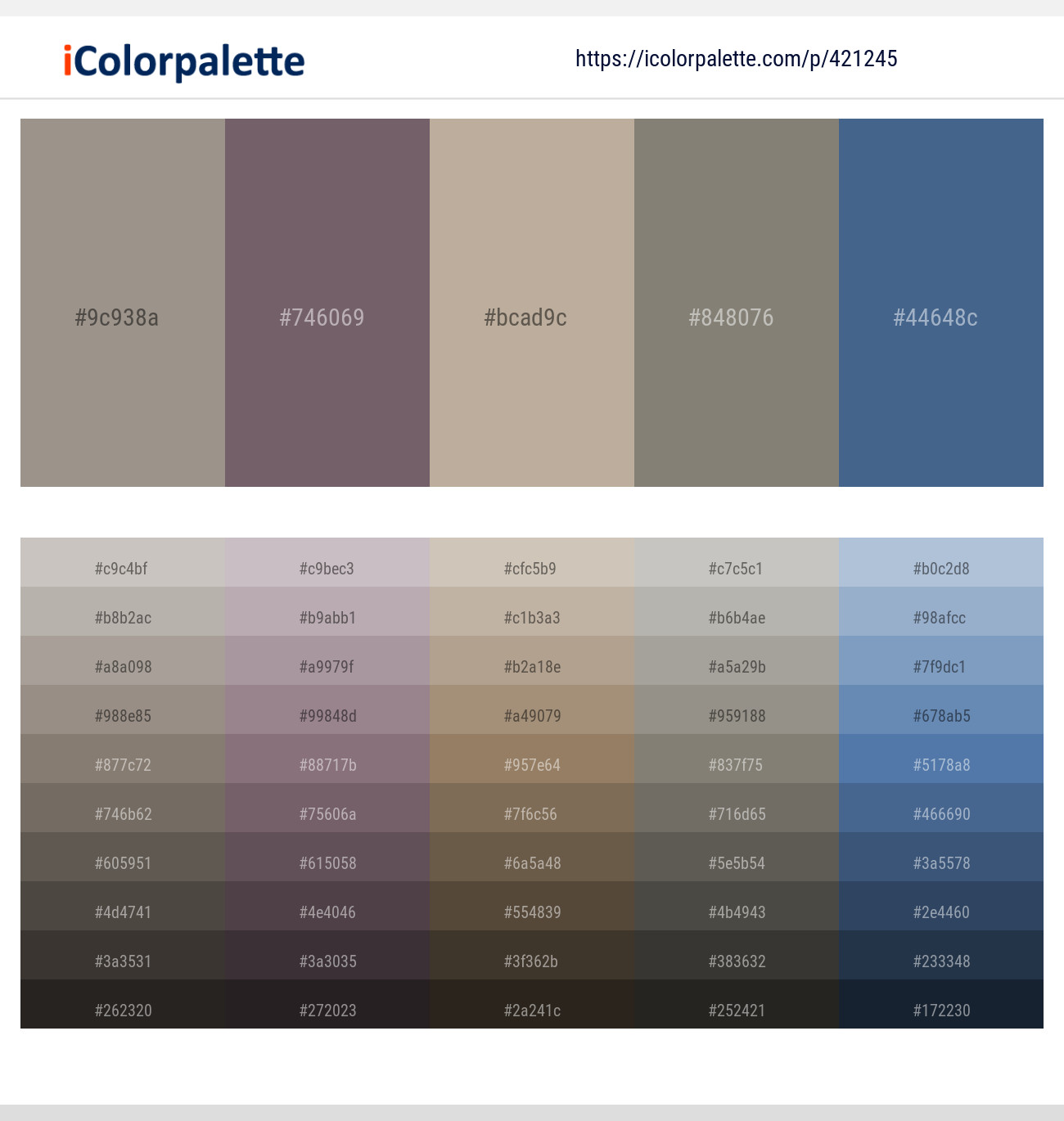 Zorba – Falcon – Malta – Friar Gray – Kashmir Blue Color scheme