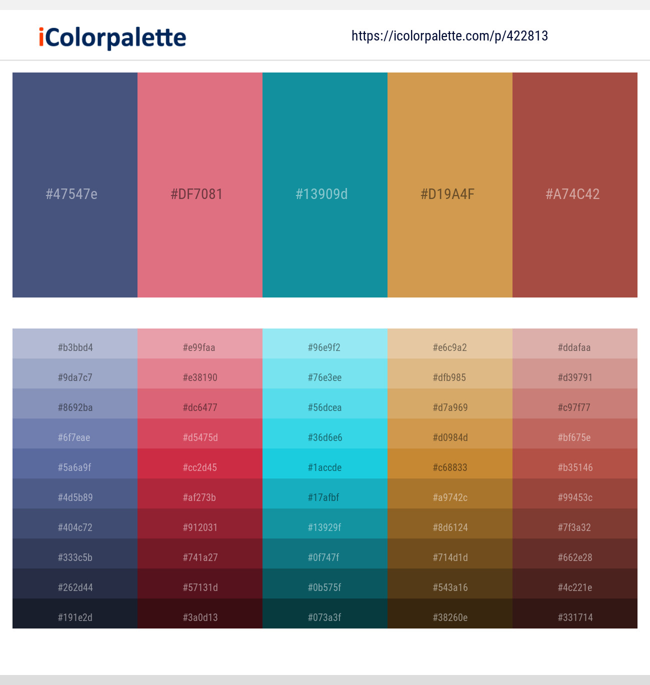 East Bay – Deep Blush – Blue Chill – Di Serria – Apple Blossom Color scheme