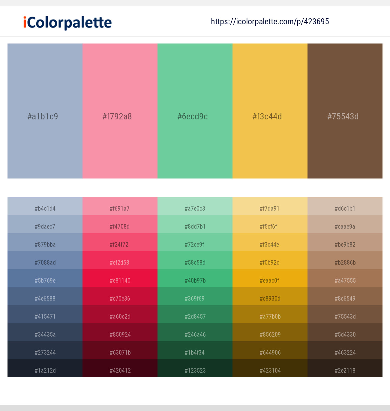 Rock Blue – Persian Pink – De York – Cream Can – Yellow Metal Color scheme