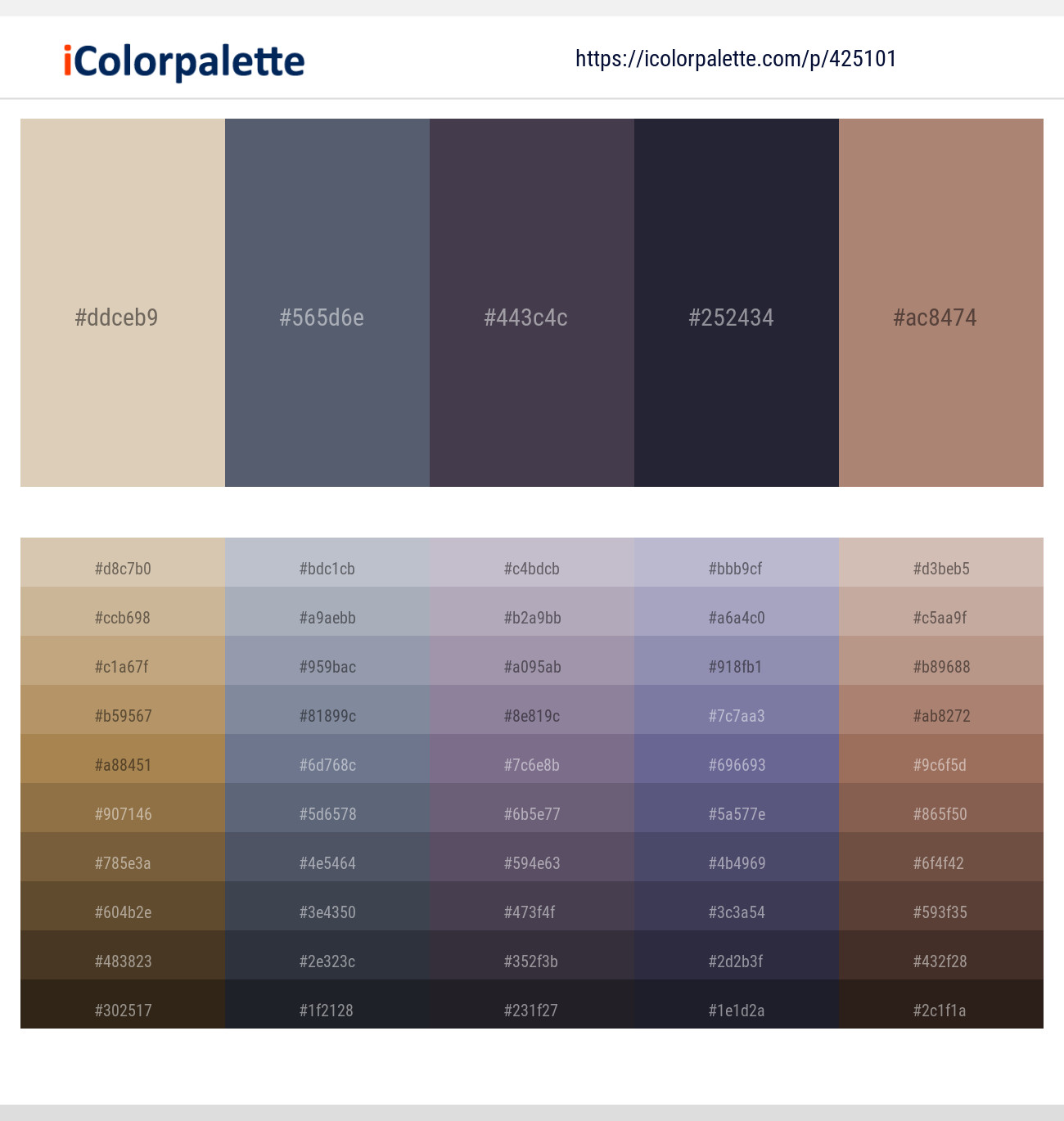 Bone – Comet – Ship Gray – Steel Gray – Sandal Color scheme