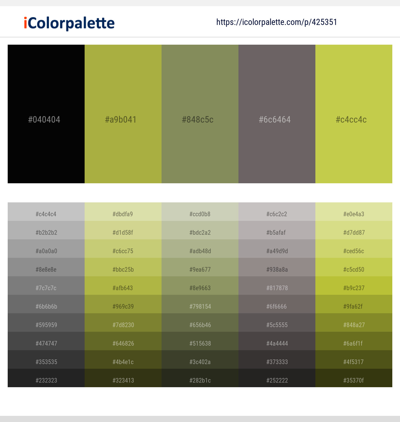 Black – Sushi – Avocado – Dove Gray – Turmeric Color scheme
