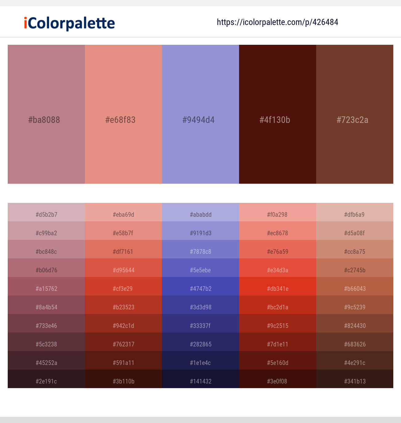Brandy Rose – Tonys Pink – Cold Purple – Van Cleef – Pickled Bean Color scheme