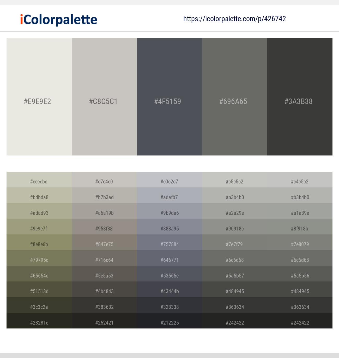 Cararra – Cloud – Abbey – Storm Dust – Heavy Metal Color scheme