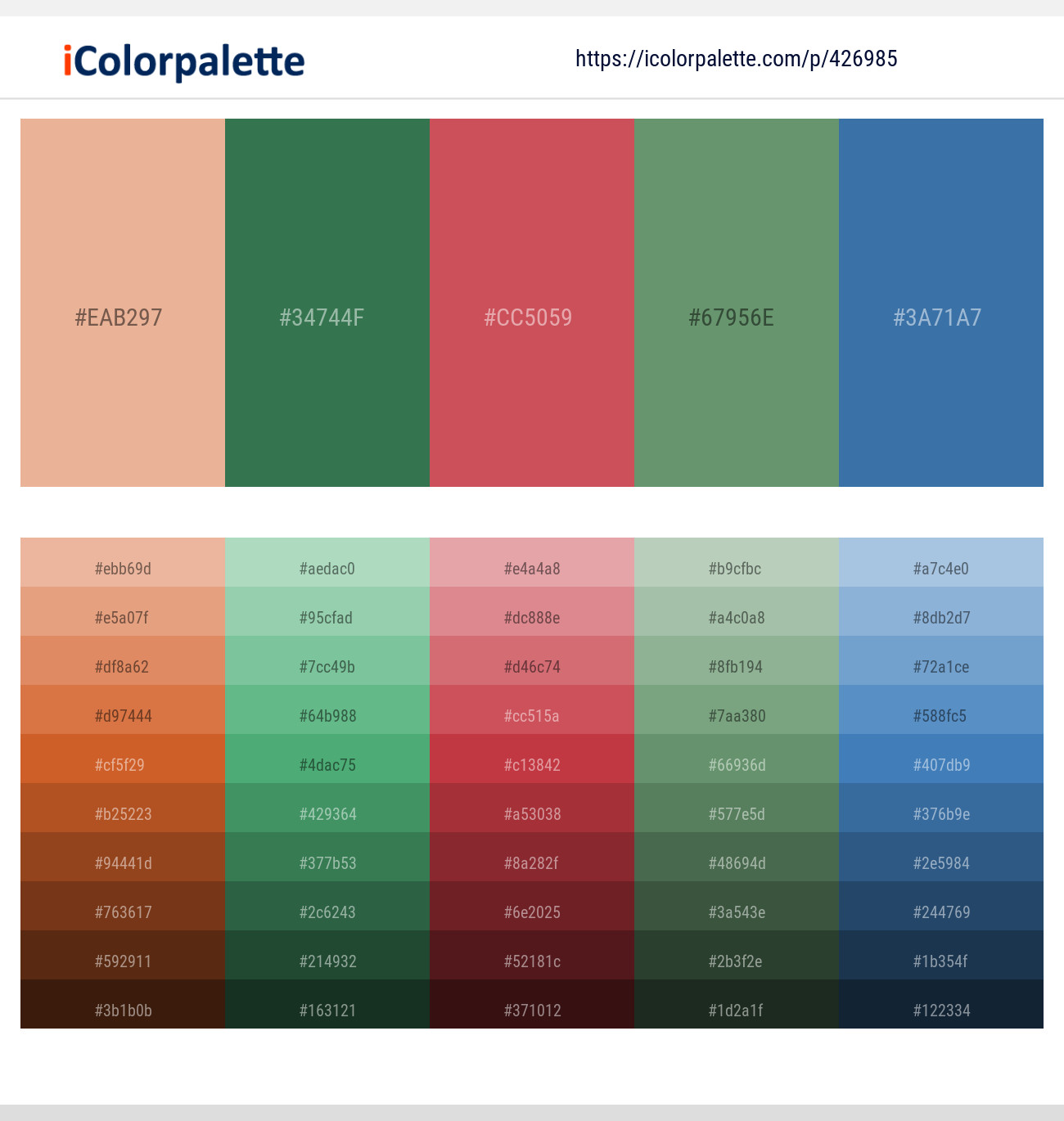 Tonys Pink – Amazon – Chestnut Rose – Viridian Green – Astral Color scheme