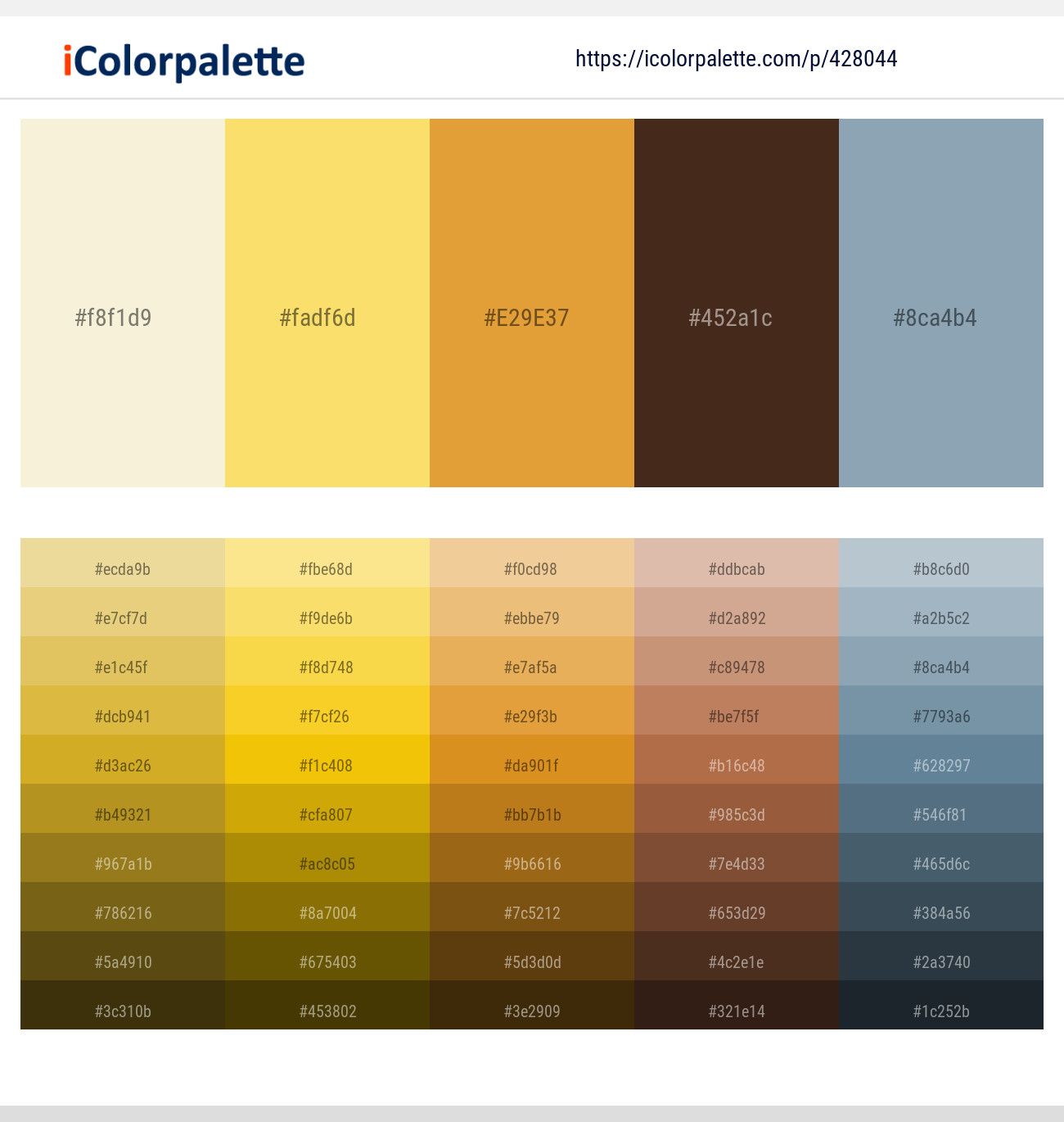 Coconut Cream – Marigold Yellow – Fire Bush – Cork – Bali Hai Color scheme