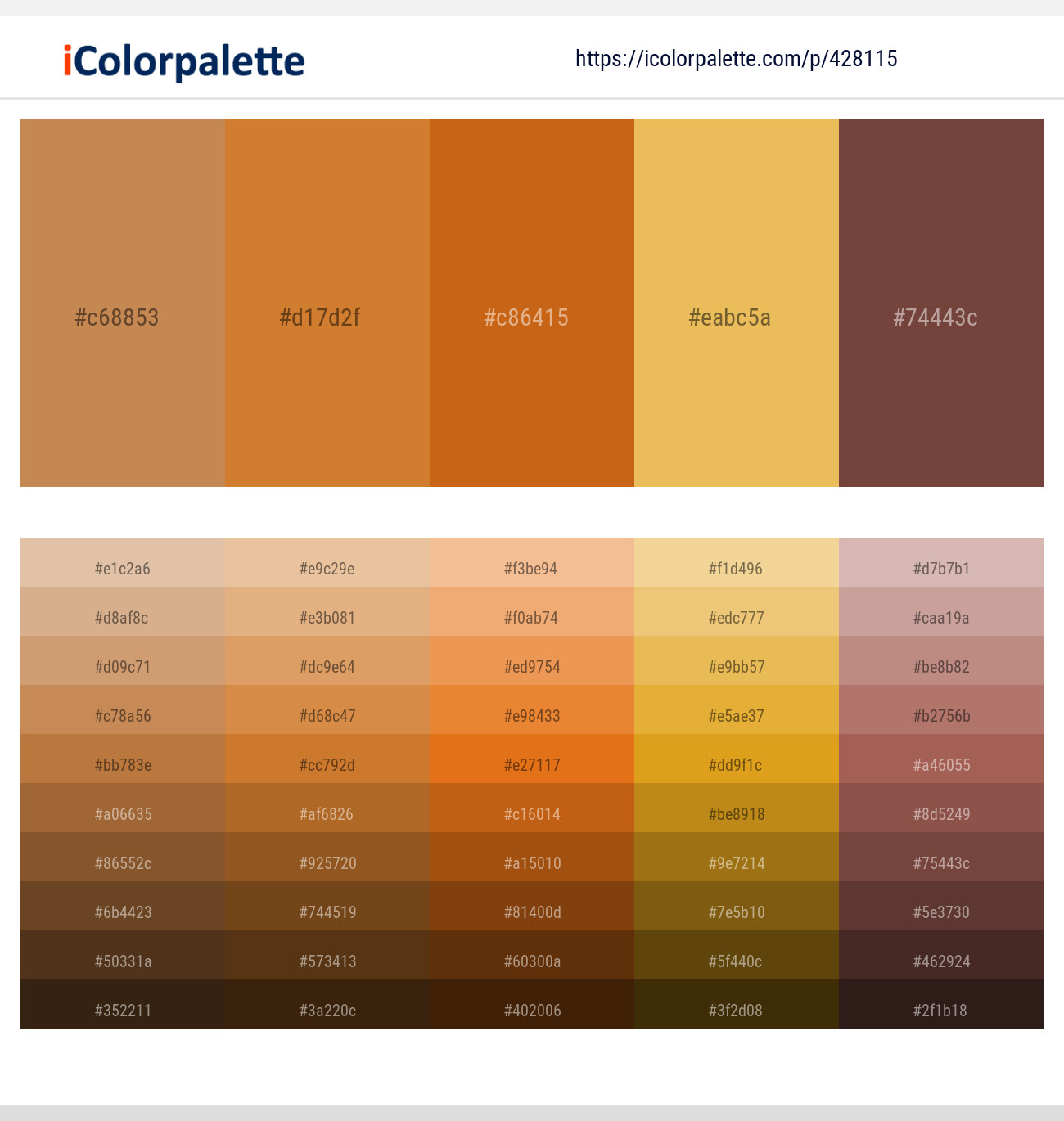 Tussock – Brandy Punch – Orange Roughy – Ronchi – Ironstone Color scheme