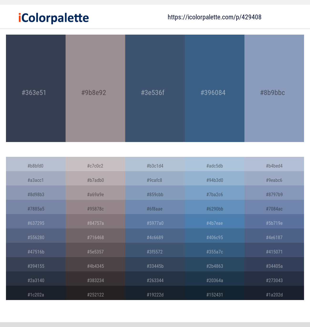 Oxford Blue – Dusty Gray – Fiord – Ming – Nepal Color scheme