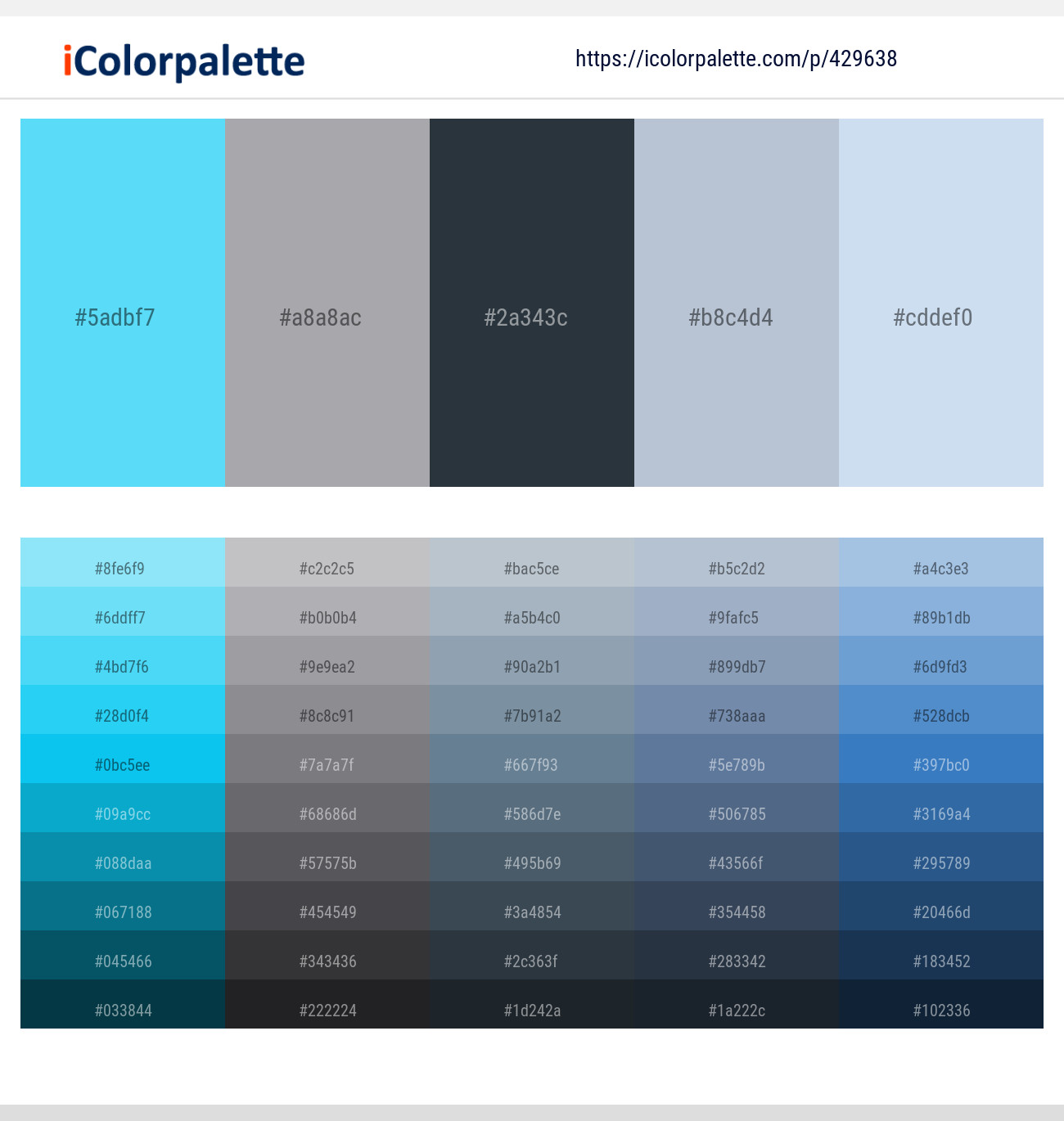 Malibu – Spun Pearl – Outer Space – Heather – Link Water Color scheme