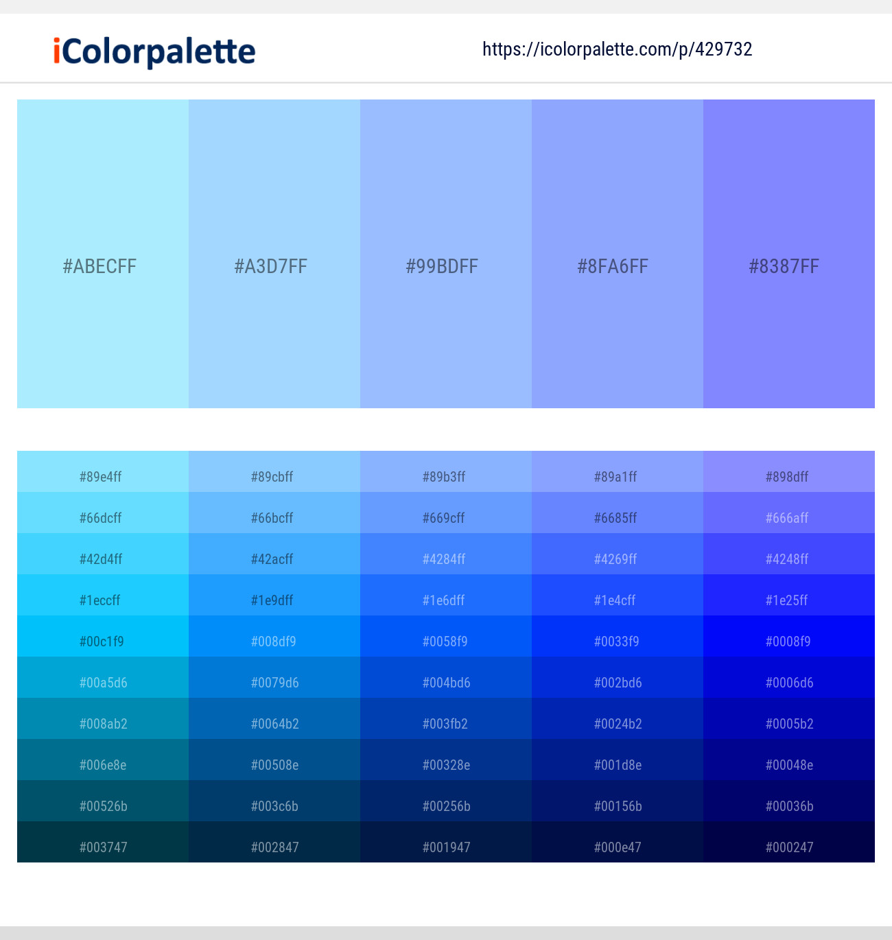 Anakiwa – Anakiwa – Anakiwa – Malibu – Malibu Color scheme