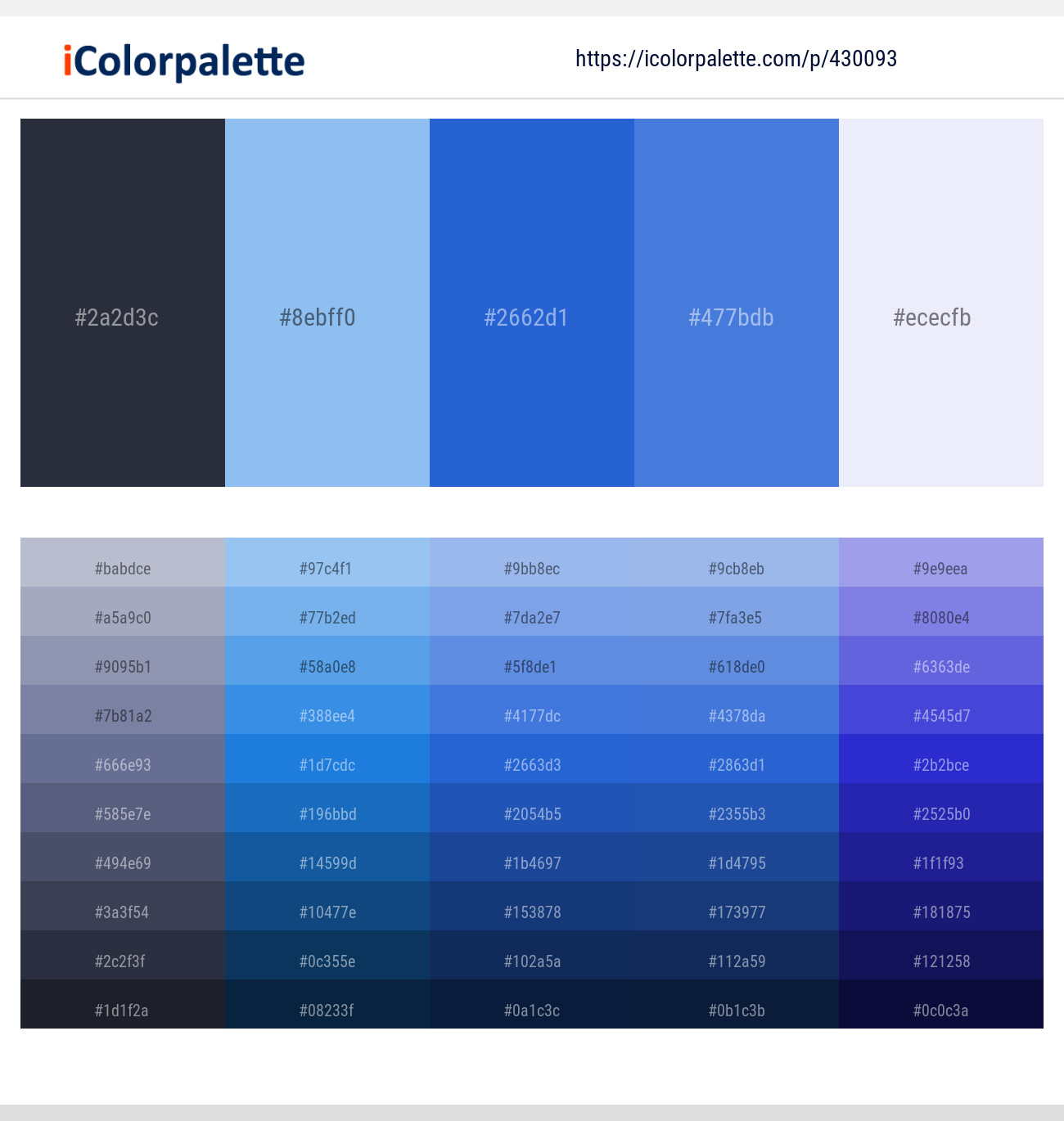 Ebony Clay – Jordy Blue – Mariner – Royal Blue – Link Water Color scheme