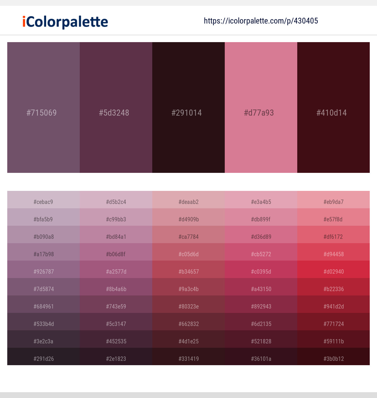 Falcon – Eggplant – Tamarind – Charm – Heath Color scheme