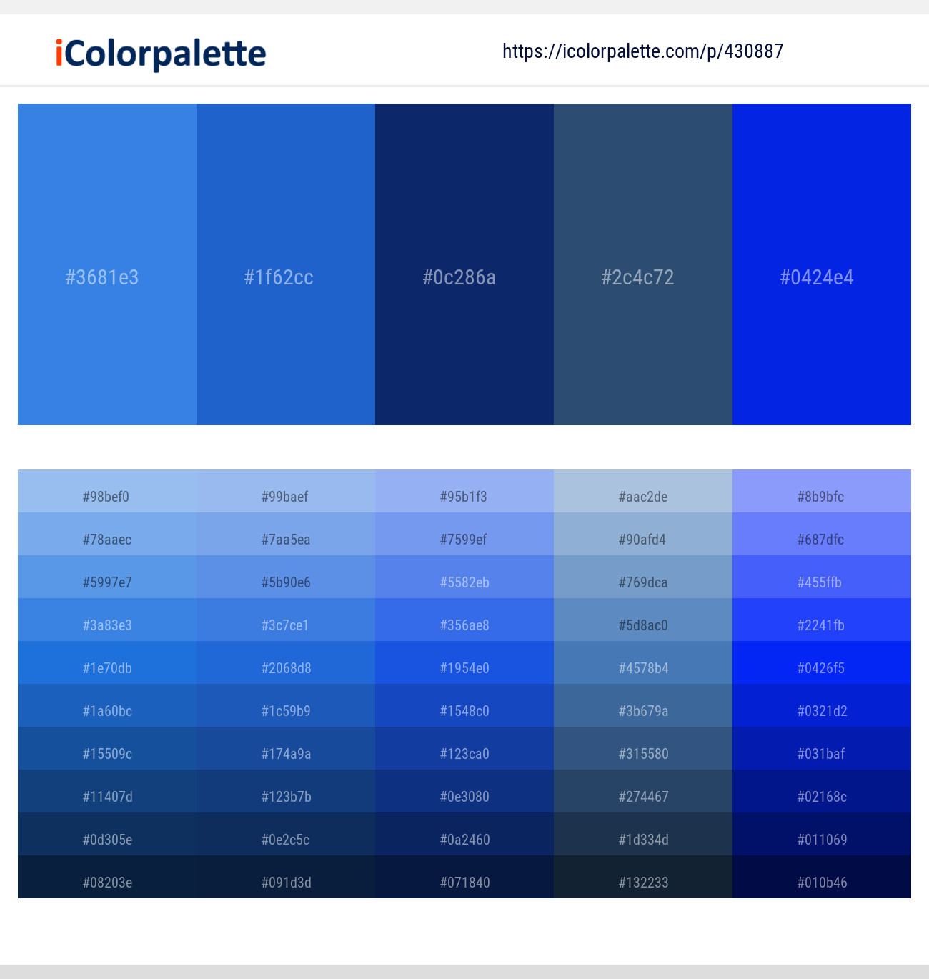 Royal Blue – Mariner – Madison – San Juan – Blue Color scheme