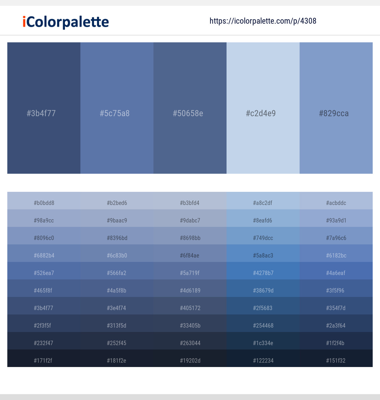 Periwinkle Gray – Cornflower – Periwinkle Gray – Polo Blue – Catalina Blue  Color scheme