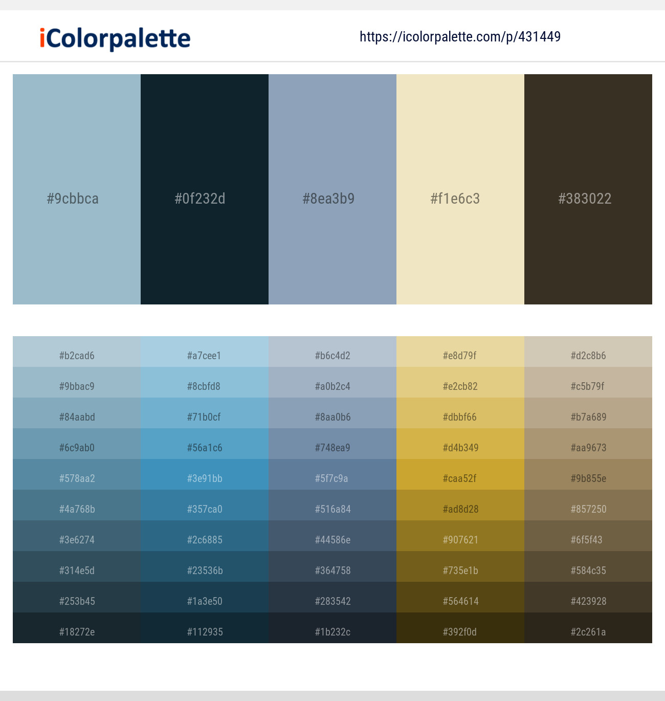Rock Blue – Firefly – Bali Hai – Mint Julep – Birch Color scheme