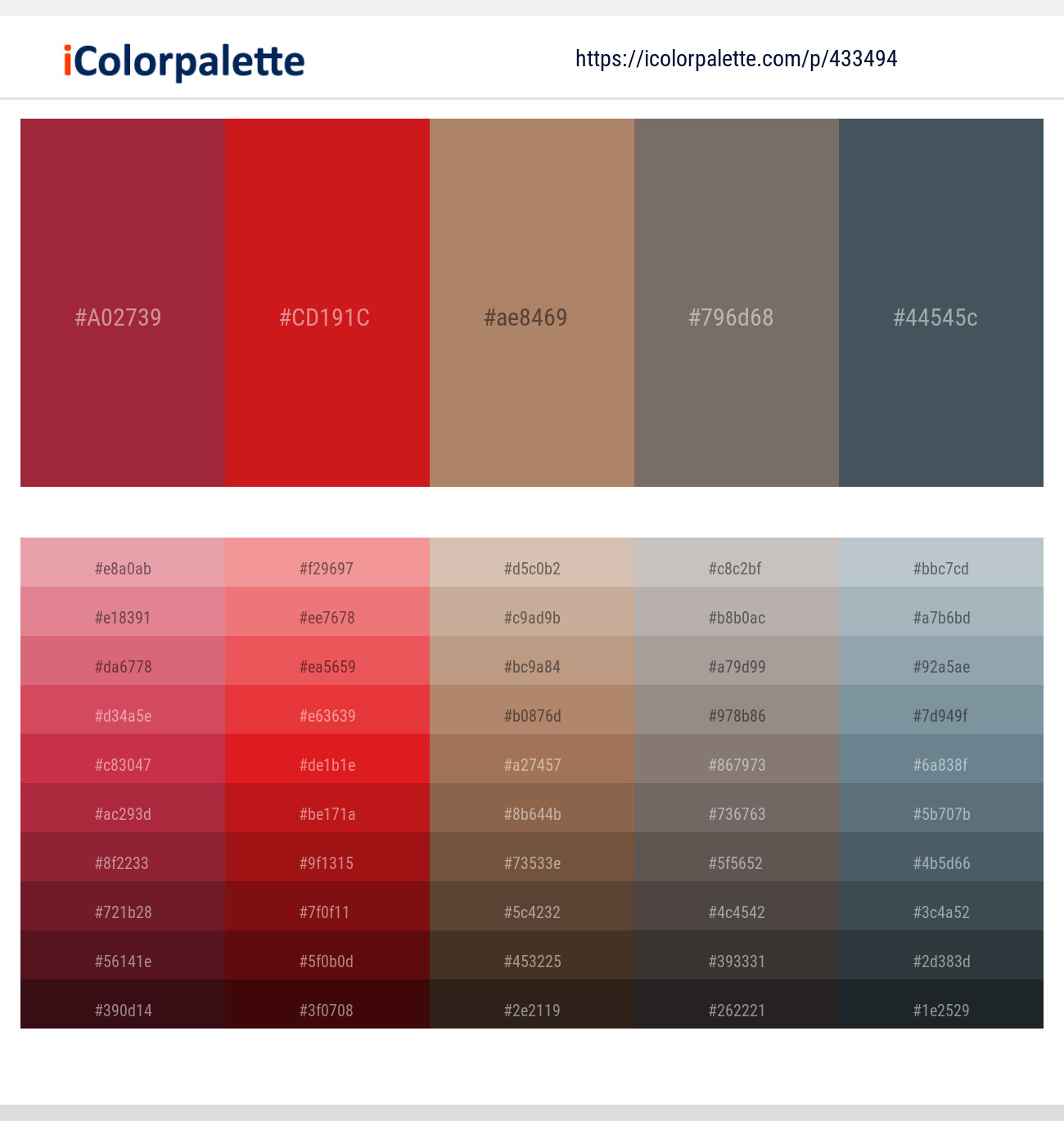 Mexican Red – Thunderbird – Sandal – Sandstone – River Bed Color scheme