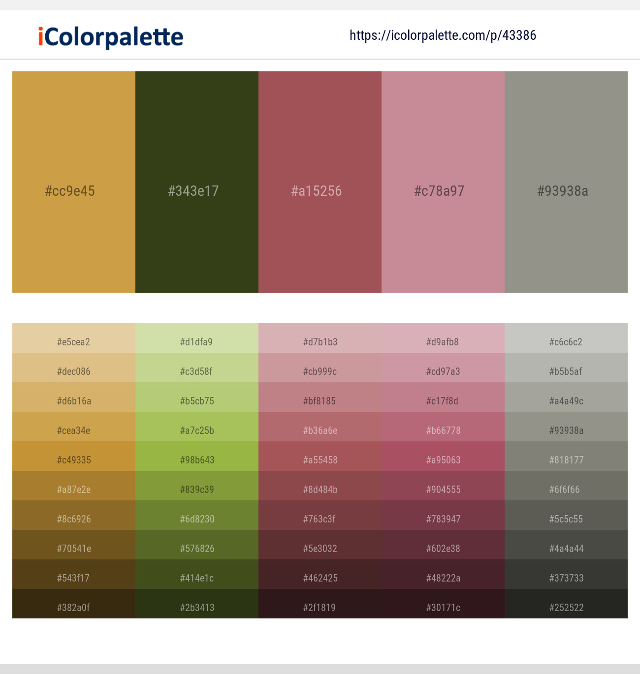 Tussock – Thatch Green – Matrix – Puce – Lemon Grass Color scheme