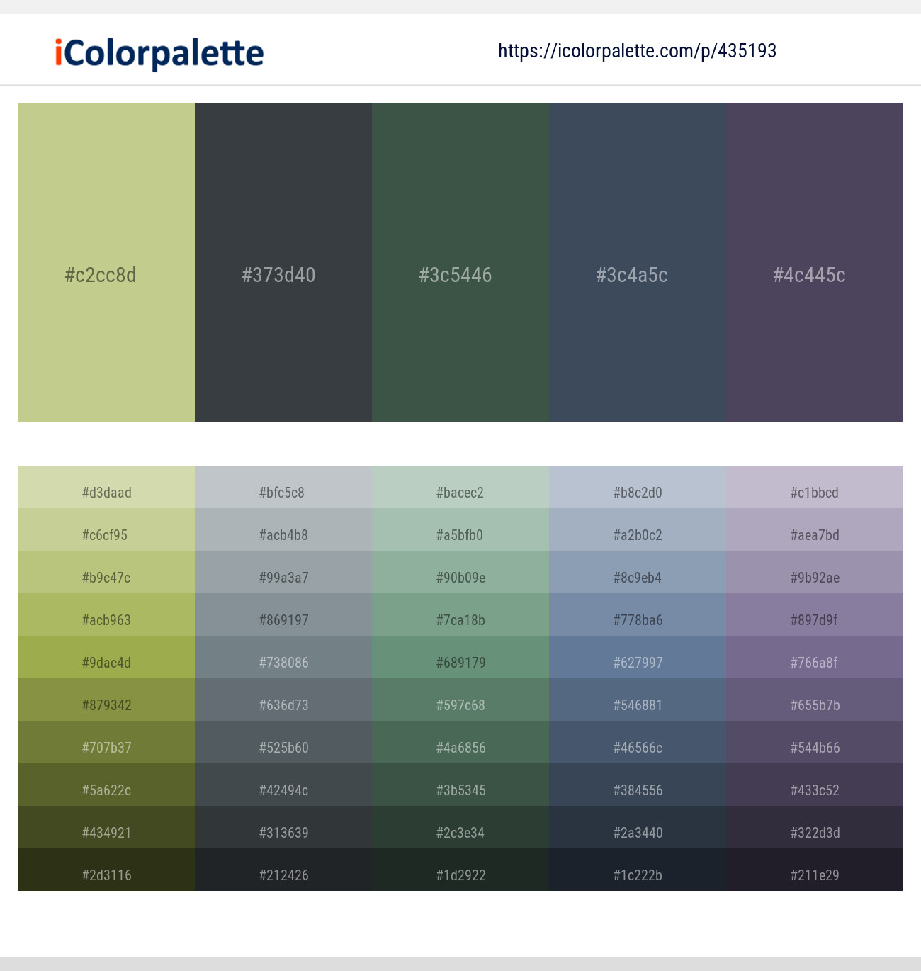 Pine Glade – Outer Space – Mineral Green – Oxford Blue – Mulled Wine Color scheme