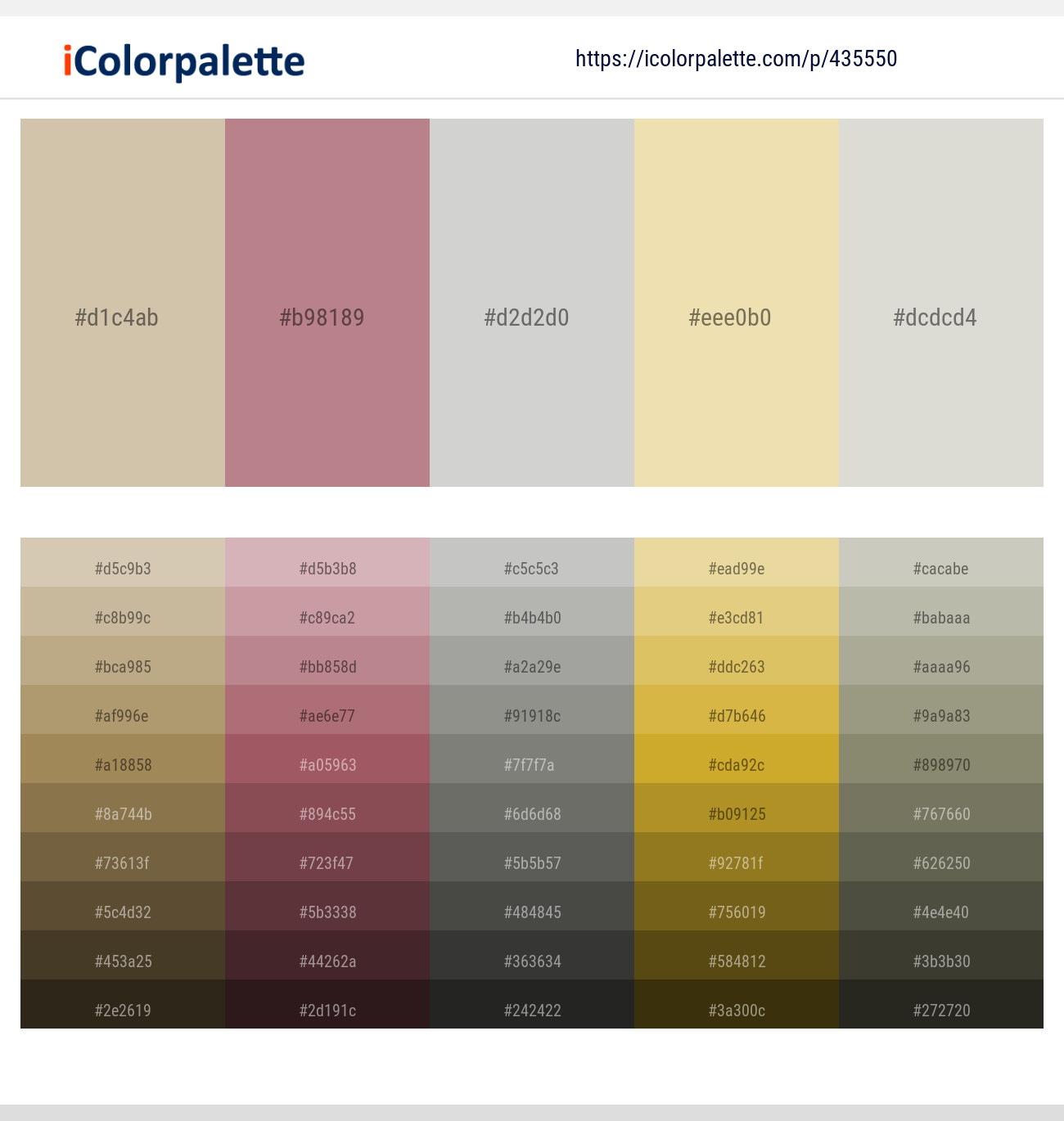 Vanilla – Brandy Rose – Quill Gray – Double Colonial White – Quill Gray Color scheme