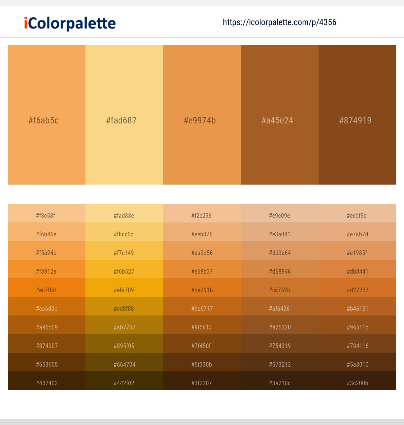 Sandy brown – Sweet Corn – Jaffa – Paarl – Russet Color scheme