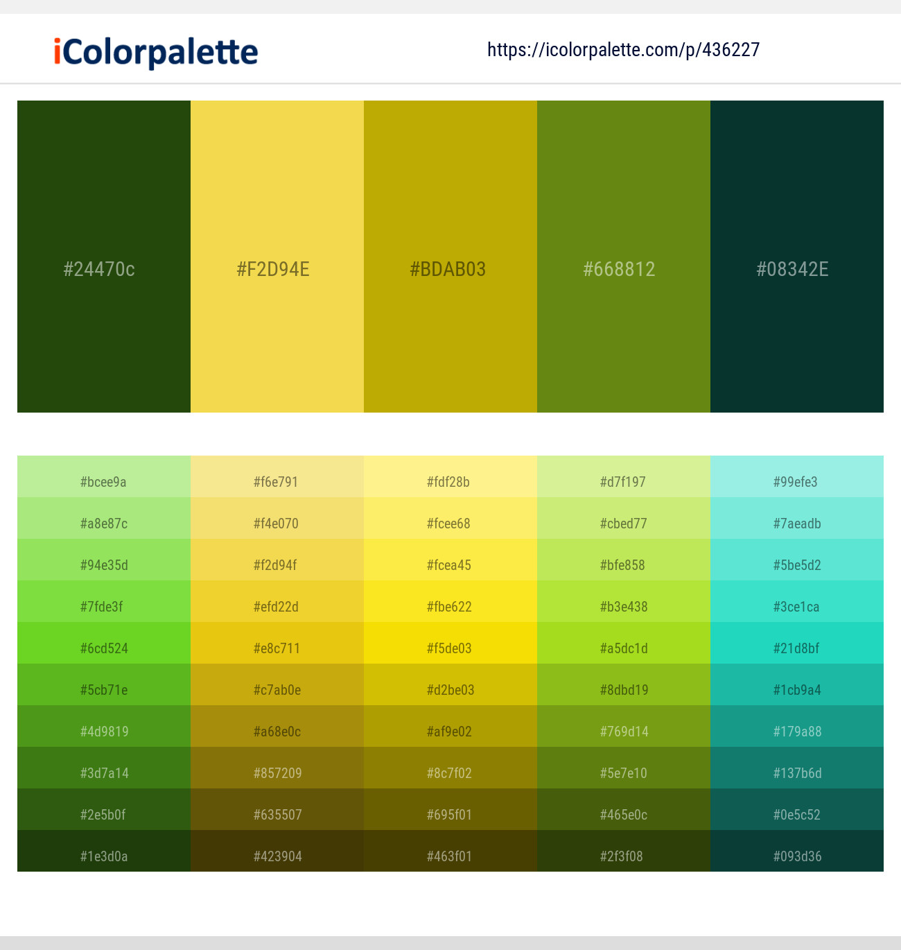 Green House – Cream Can – Buddha Gold – Vida Loca – Bottle Green Color scheme