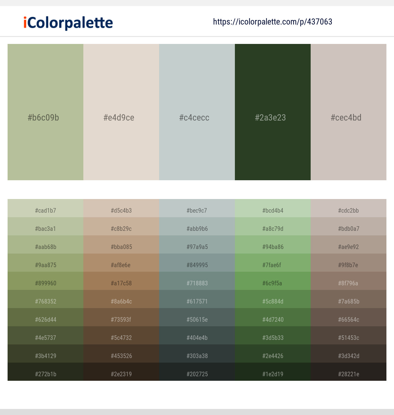 Swamp Green – Pearl Bush – Tiara – Green Kelp – Silver Rust Color scheme
