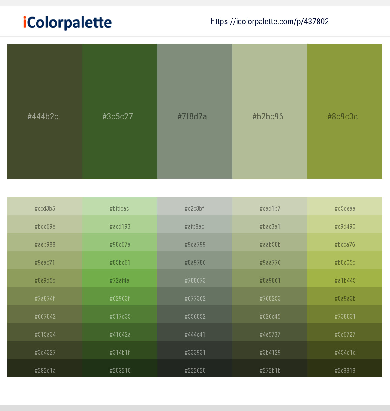 Woodland – Woodland – Battleship Gray – Swamp Green – Sycamore Color scheme
