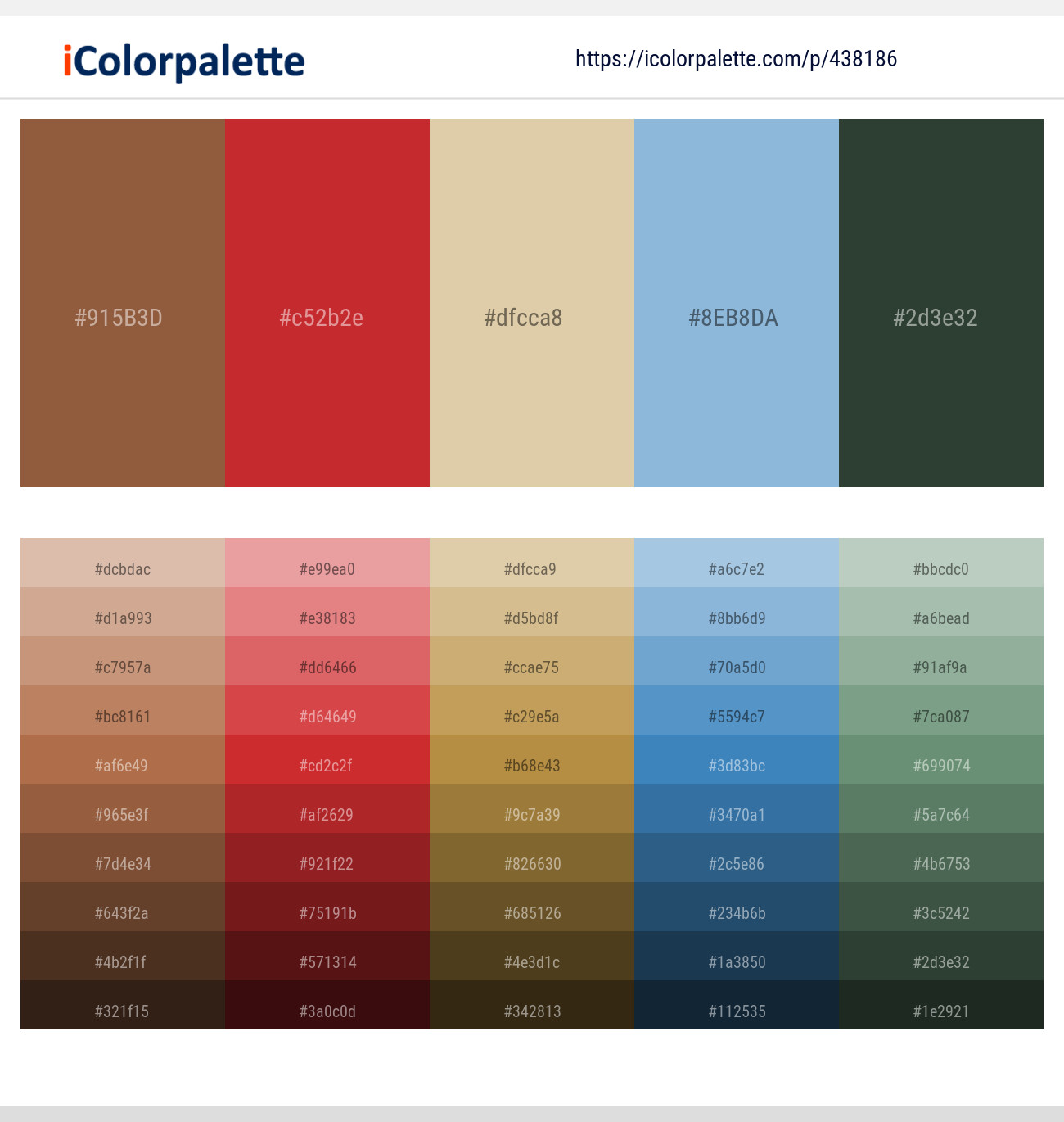 Potters Clay – Persian Red – Sapling – Half Baked – Lunar Green Color scheme