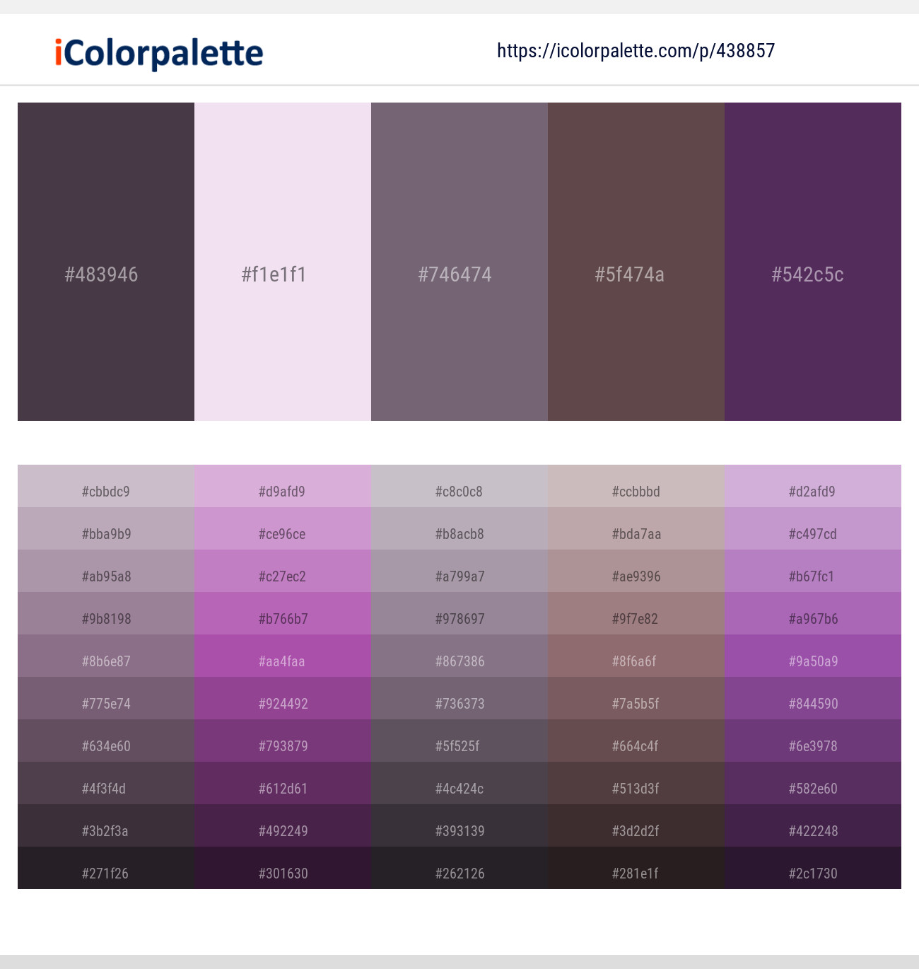 Matterhorn – Prim – Old Lavender – Don Juan – Bossanova Color scheme